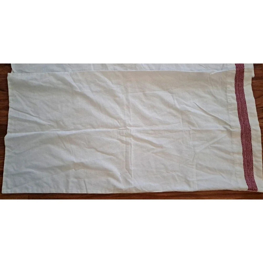 Organic Cotton Blend King Pillowcases Crate & Barrel White Red Stitch Trim